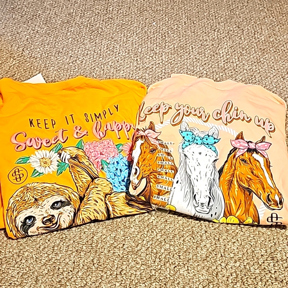 Simply Southern Long Sleeve Tees - Orange and Cream